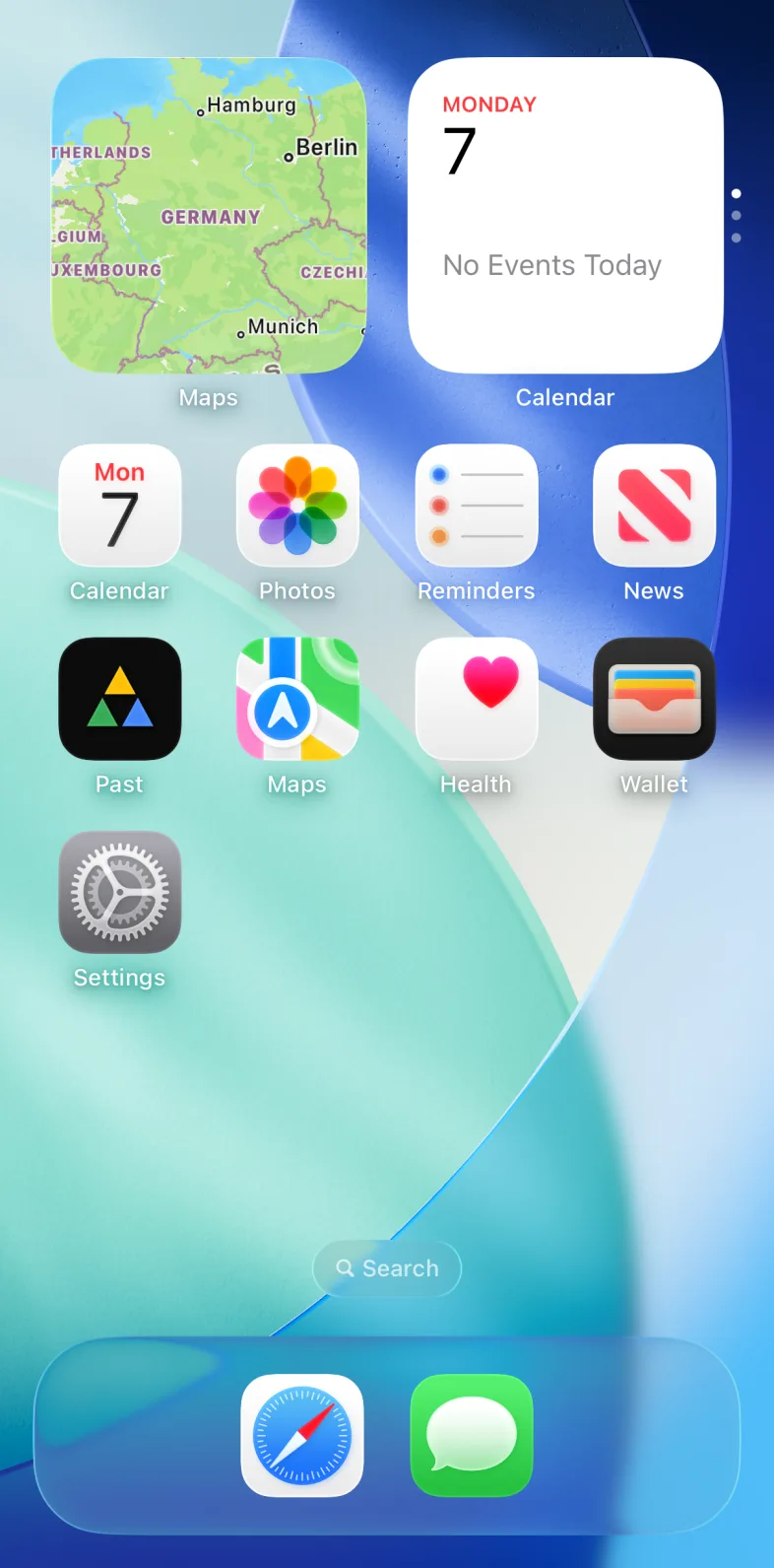 iPhone home screen: Past among the other apps